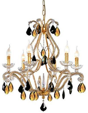 Casa Padrino Luxus Barock Kristall Kronleuchter Gold / Schwarz Ø 65 x H. 68 cm - Prun