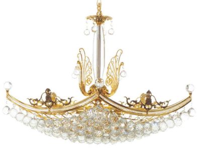 Casa Padrino Luxus Barock Kristall Kronleuchter Gold Ø 80 x H. 65 cm - Prunkvoller Me
