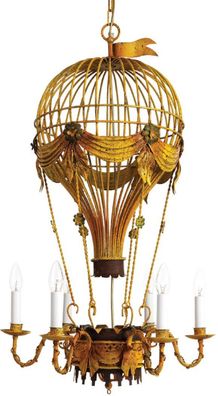 Casa Padrino Luxus Jugendstil Kronleuchter Heißluftballon Antik Gelb / Rostfarben / G