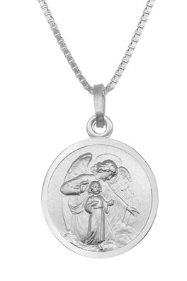 trendor Schmuck Halskette mit Schutzengel Medaille Ø 16 mm 925 Sterlingsilber 41468