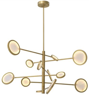 Casa Padrino Designer LED Kronleuchter Messing / Alabaster Ø 136 x H. 68 cm - Moderne