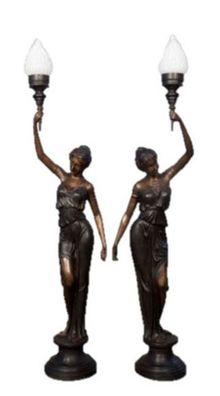 Casa Padrino Luxus Bronze Standleuchten Set - 2 Figurenleuchten Bronzeleuchten
