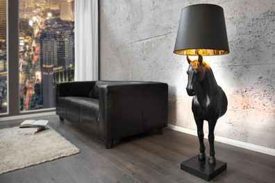 Casa Padrino Luxus Stehleuchte Pferd Schwarz Höhe 130 cm, Leuchte - Luxury Collection