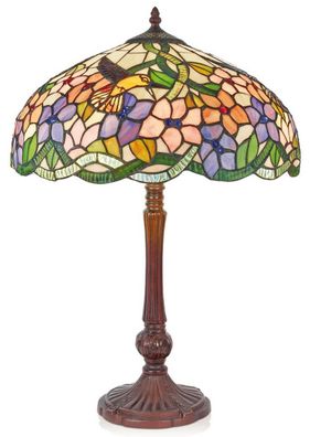 Casa Padrino Tiffany Tischleuchte Mehrfarbig Ø 40 x H. 62 cm - Handgefertigte Hockerl