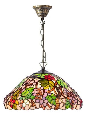 Casa Padrino Luxus Tiffany Hängeleuchte Mehrfarbig Ø 40 cm - Handgefertigte Pendelleu