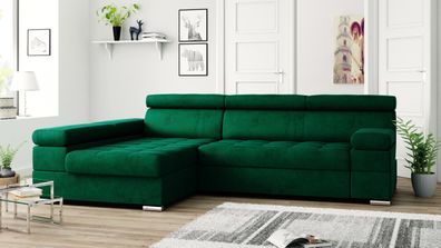Couch Garnitur Sofa Sofagarnitur Paulo mit Schlaffunktion und Bettkasten , höhen vers