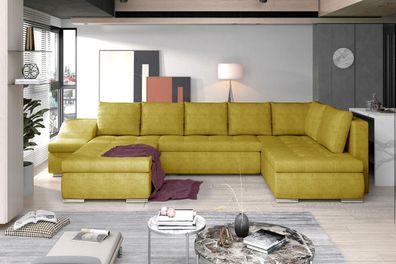 Giovanni Couchgarnitur in U Form mit Schlaffunktion und Bettkasten Sofa Couch Wohnlan