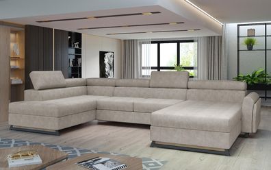 Josette Couchgarnitur in U Form mit Schlaffunktion und Bettkasten Sofa Couch Wohnland