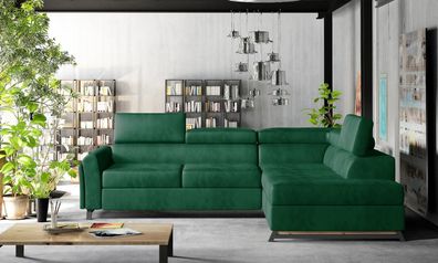 Kairos Couch Garnitur Sofa Sofagarnitur in L Form mit Schlaffunktion und Bettkasten E
