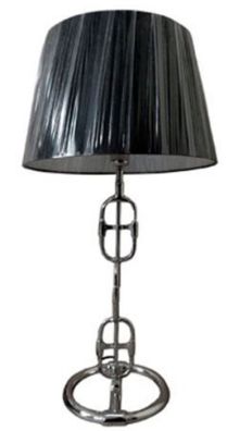 Casa Padrino Designer Tischleuchte Silber / Schwarz Ø 25 x H. 58 cm - Luxus Lampe mit