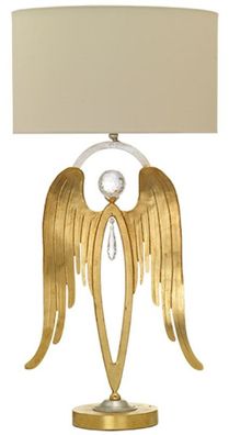 Casa Padrino Luxus Tischleuchte Engel Gold / Silber / Cremefarben Ø 28 x H. 56,5 cm -