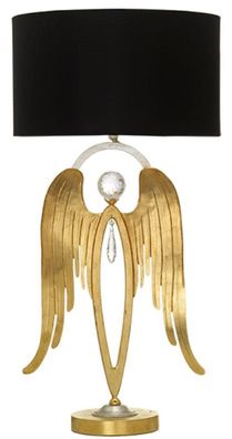 Casa Padrino Luxus Tischleuchte Engel Gold / Silber / Schwarz Ø 28 x H. 56,5 cm - Mod