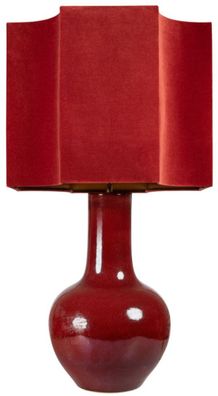 Casa Padrino Luxus Porzellan Tischleuchte Rot 50 x 50 x H. 92 cm - Handgefertigte Tis