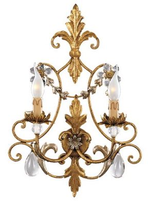 Casa Padrino Luxus Barock Kristall Wandleuchte Antik Gold 39 x 15 x H. 55 cm - Elegan