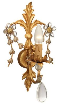 Casa Padrino Luxus Barock Kristall Wandleuchte Antik Gold 24 x 15 x H. 38 cm - Elegan