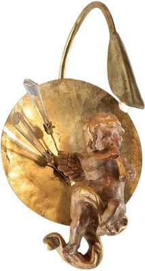 Casa Padrino Luxus Jugendstil LED Wandleuchte Engel Antik Gold 18 x 22 x H. 32 cm - E