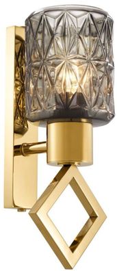 Casa Padrino Wandleuchte Gold 14 x 16 x H. 33,5 cm - Luxus Wandlampe mit Glas Lampens