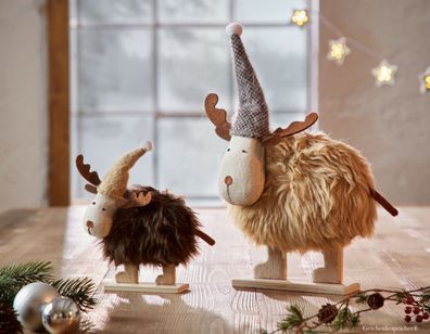 Kuschelige Elche mit Mütze Winter Deko Advent Weihnachten 2 Größen zur Auswahl