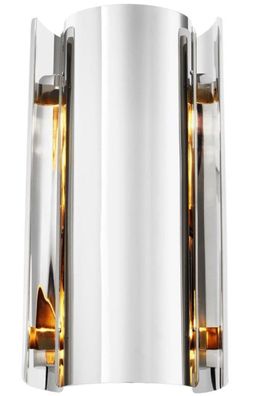 Casa Padrino Luxus Metall Wandleuchte Silber 16,5 x 12 x H. 31,8 cm - Designer Leucht