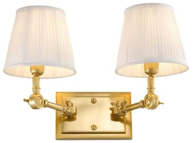 Casa Padrino Luxus Doppel Wandleuchte Gold / Weiß 33 x 25 x H. 25 cm - Edle Wandlampe