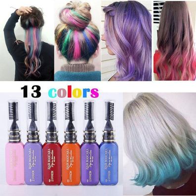 13 Farben Einweg-Haarfarbe - temporäre, ungiftige DIY-Haarfarbe Mascara-Creme