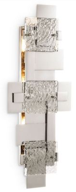 Casa Padrino Luxus Wandleuchte Silber 29,5 x 11 x H. 77 cm - Wohnzimmer Wandlampe - E