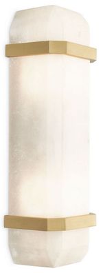 Casa Padrino Luxus Wandleuchte Alabaster / Antik Messing 13 x 11 x H. 42 cm - Elegant