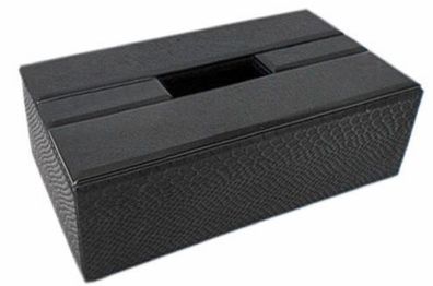 Casa Padrino Luxus Tissue Box / Papiertücherbox Schwarz Kroko-Optik 25 x 14 x H. 7,5