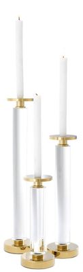 Casa Padrino Luxus Kerzenhalter / Kerzenständer 3er Set Gold - Luxus Kristallglas Acc