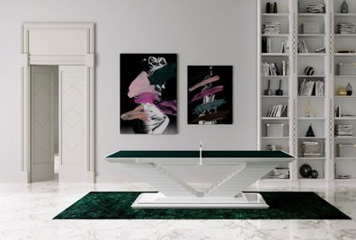 Casa Padrino Luxus Designer Indoor Tischtennisplatte Grün / Hochglanz Weiß 274 x 152,