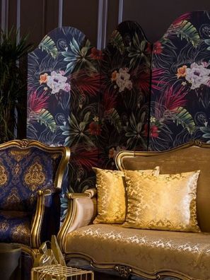 Casa Padrino Luxus Barock Raumteiler Mehrfarbig - Faltbarer Massivholz Paravant im Ba