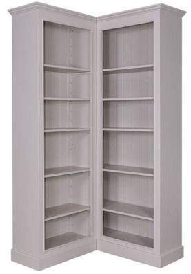 Casa Padrino Landhausstil Eckbücherschrank Grau 108 x 108 x H. 210 cm - Landhausstil