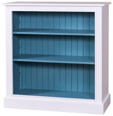 Casa Padrino Landhausstil Bücherschrank Weiß / Blau 102 x 35 x H. 102 cm - Wohnzimmer