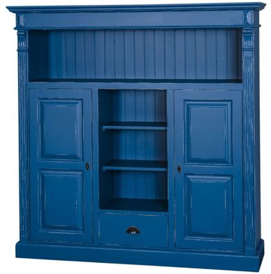 Casa Padrino Landhausstil Bücherschrank Antik Blau 60 x 36 x H. 100 cm - Massivholz S