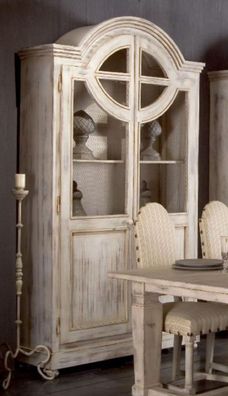 Casa Padrino Luxus Landhausstil Schrank Antik Weiß - Handgefertigter Massivholz Regal