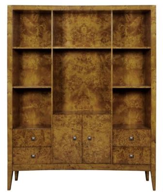 Casa Padrino Luxus Bücherschrank mit 2 Türen und 4 Schubladen Hellbraun 150 x 35 x H.