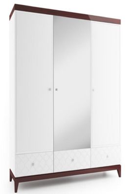 Casa Padrino Luxus Kleiderschrank Weiß / Hochglanz Braun 171,4 x 60 x H. 205 cm - Mas