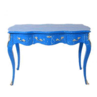 Casa Padrino Barock Schreibtisch Sekretär / Konsole Blau 120 x 60 x H80 cm - Luxus Mö