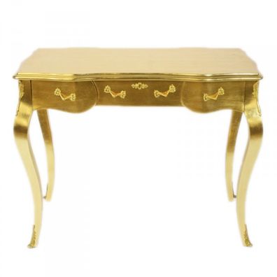 Casa Padrino Luxus Barock Schreibtisch / Konsole Gold ink. Glasplatte 97 x 78 x 48 cm