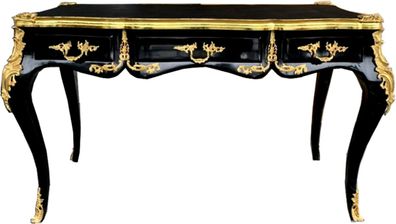 Casa Padrino Luxus Barock Schreibtisch Schwarz / Gold - Sekretär Luxus Möbel