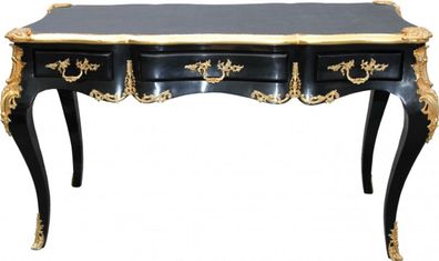 Casa Padrino Luxus Barock Schreibtisch Schwarz / Gold Sekretär Luxus Möbel