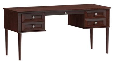 Casa Padrino Luxus Schreibtisch mit 4 Schubladen Dunkelbraun / Silber 160 x 65 x H. 7