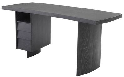 Casa Padrino Luxus Massivholz Schreibtisch mit gebogener Tischplatte Anthrazitgrau 17