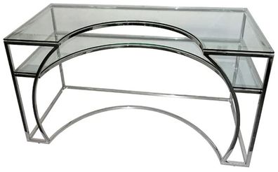Casa Padrino Luxus Designer Schreibtisch Silber 140 x 70 x H. 75 cm - Metall Bürotisc