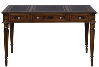 Casa Padrino Luxus Jugendstil Mahagoni Schreibtisch mit 3 Schubladen Dunkelbraun / Sc
