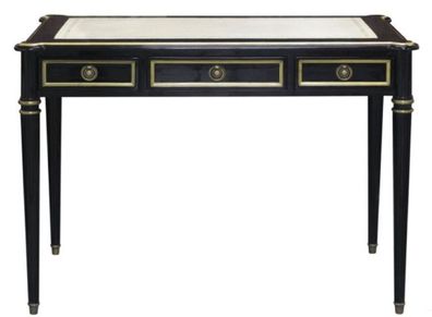 Casa Padrino Barock Schreibtisch mit 3 Schubladen Schwarz / Weiß / Gold 108 x 61 x H.