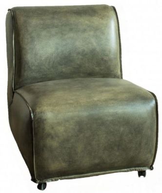 Casa Padrino Luxus Leder Lounge Sessel Vintage Grün 61 x 73 x H. 77 cm - Echtleder Wo