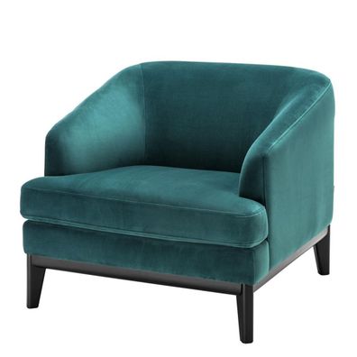Casa Padrino Luxus Sessel Meergrün / Schwarz 85 x 90 x H. 75 cm - Wohnzimmer Sessel
