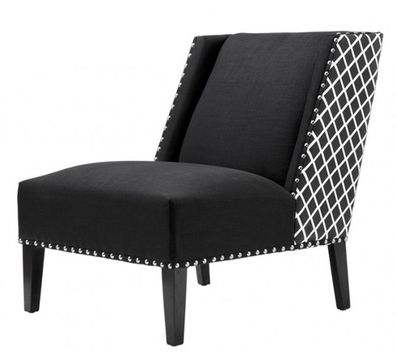 Casa Padrino Luxus Art Deco Sessel Schwarz / Weiß - Jugendstil Belle Epoche - Luxury