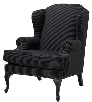 Casa Padrino Sessel schwarz mit weißen Nadelstreifen 81 x 104 x H. 104 cm - Luxus Kol